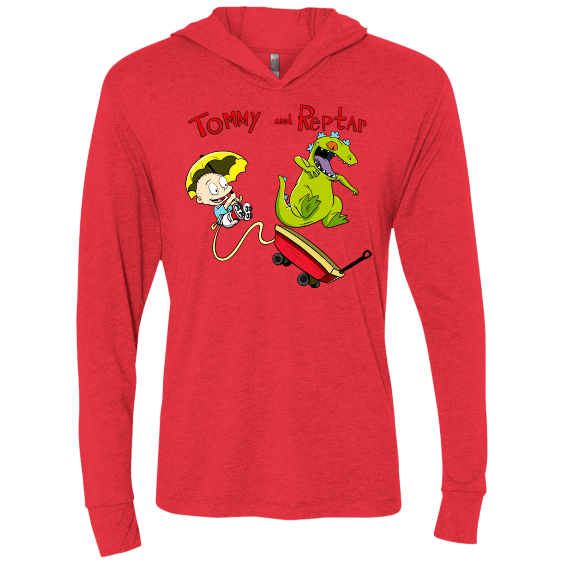 T-Shirts Vintage Red / X-Small Tommy and Reptar Triblend Long Sleeve Hoodie Tee