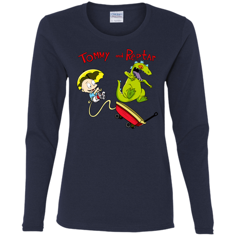 T-Shirts Navy / S Tommy and Reptar Women's Long Sleeve T-Shirt