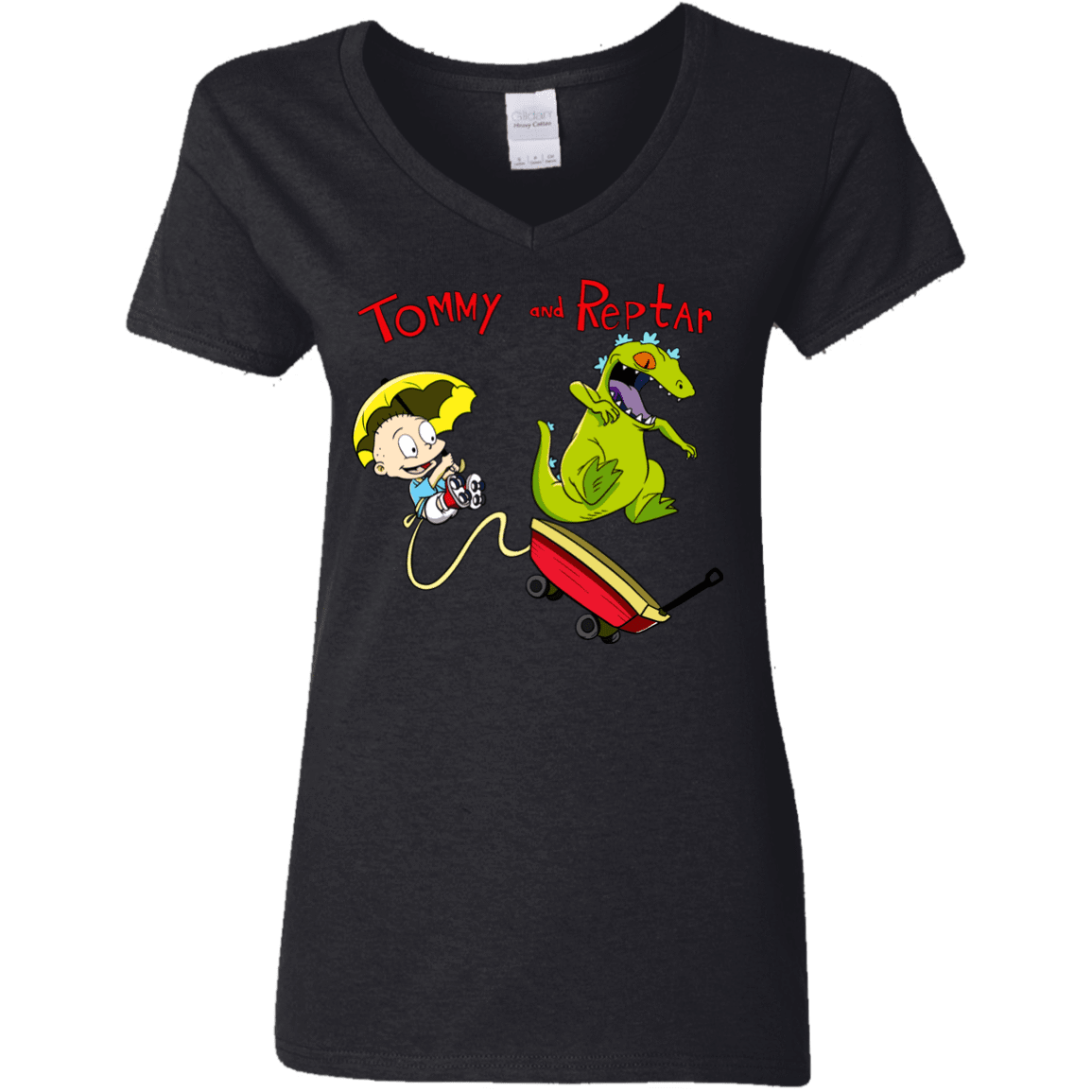 T-Shirts Black / S Tommy and Reptar Women's V-Neck T-Shirt