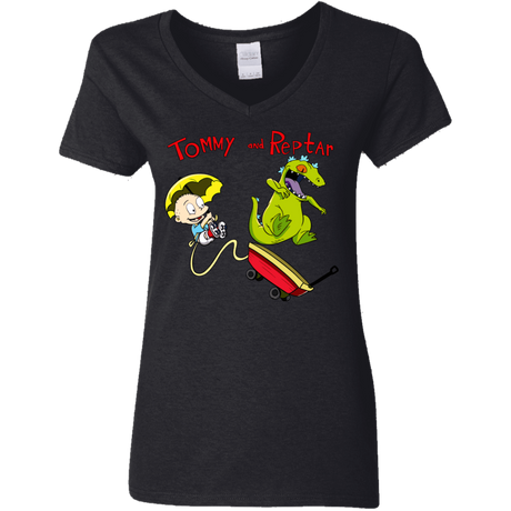 T-Shirts Black / S Tommy and Reptar Women's V-Neck T-Shirt