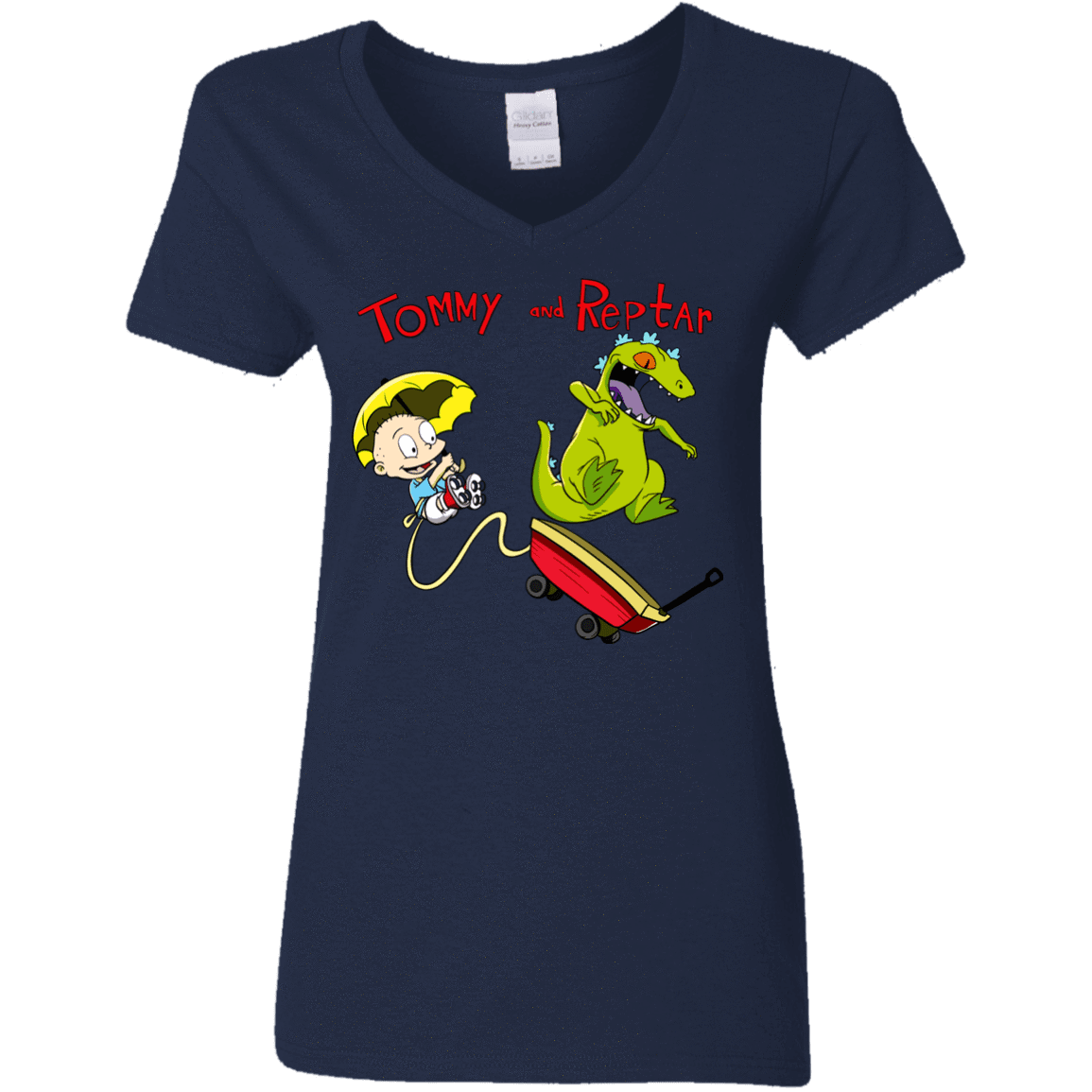 T-Shirts Navy / S Tommy and Reptar Women's V-Neck T-Shirt