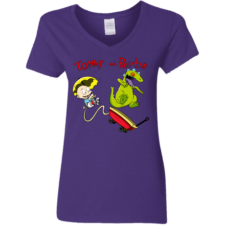 T-Shirts Purple / S Tommy and Reptar Women's V-Neck T-Shirt