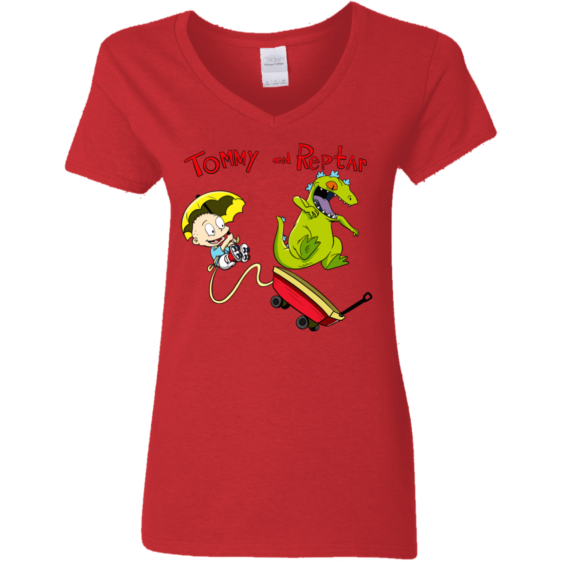 T-Shirts Red / S Tommy and Reptar Women's V-Neck T-Shirt