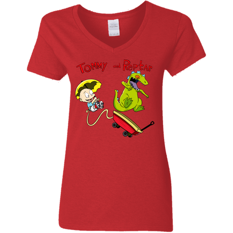 T-Shirts Red / S Tommy and Reptar Women's V-Neck T-Shirt