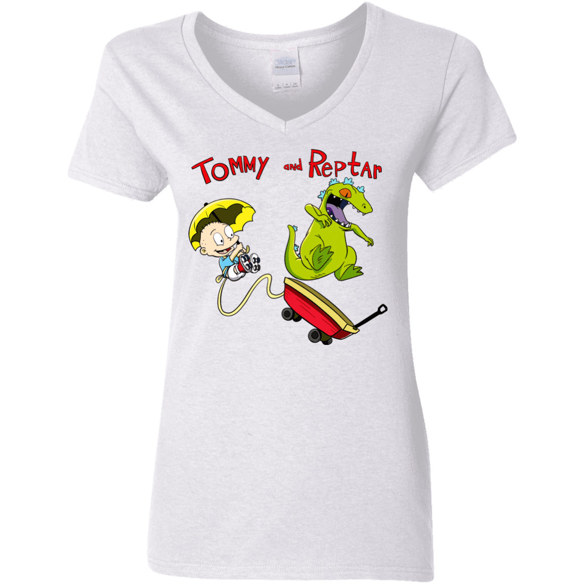 T-Shirts White / S Tommy and Reptar Women's V-Neck T-Shirt