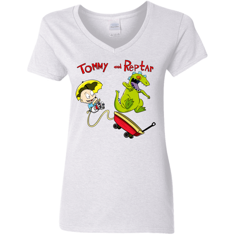 T-Shirts White / S Tommy and Reptar Women's V-Neck T-Shirt