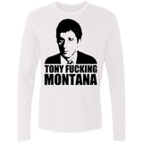 T-Shirts White / Small Tony Fucking Montana Men's Premium Long Sleeve
