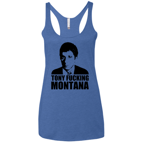T-Shirts Vintage Royal / X-Small Tony Fucking Montana Women's Triblend Racerback Tank