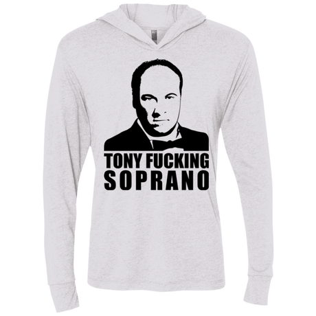 T-Shirts Heather White / X-Small Tony Fucking Soprano Triblend Long Sleeve Hoodie Tee