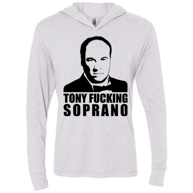 T-Shirts Heather White / X-Small Tony Fucking Soprano Triblend Long Sleeve Hoodie Tee