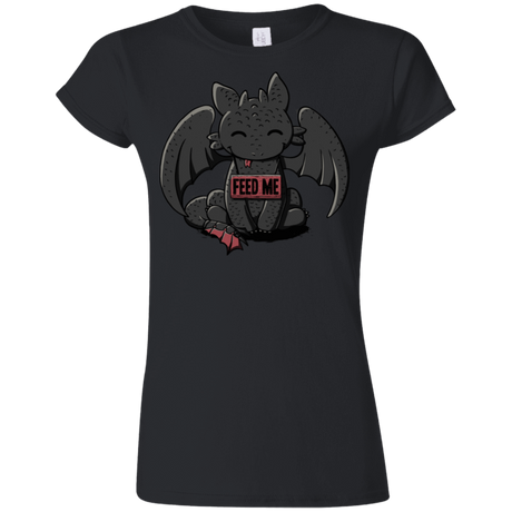 T-Shirts Black / S Toothless Feed Me Junior Slimmer-Fit T-Shirt