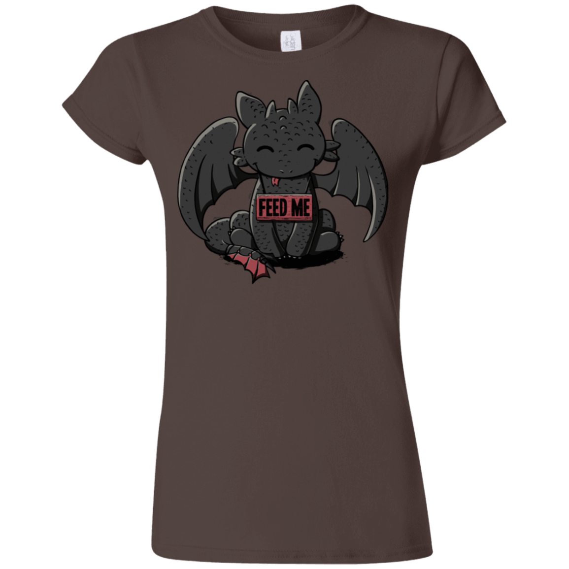 T-Shirts Dark Chocolate / S Toothless Feed Me Junior Slimmer-Fit T-Shirt