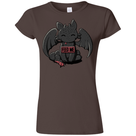 T-Shirts Dark Chocolate / S Toothless Feed Me Junior Slimmer-Fit T-Shirt