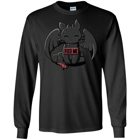 T-Shirts Black / S Toothless Feed Me Men's Long Sleeve T-Shirt