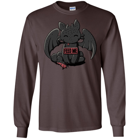 T-Shirts Dark Chocolate / S Toothless Feed Me Men's Long Sleeve T-Shirt