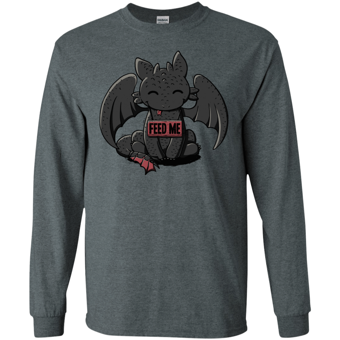 T-Shirts Dark Heather / S Toothless Feed Me Men's Long Sleeve T-Shirt