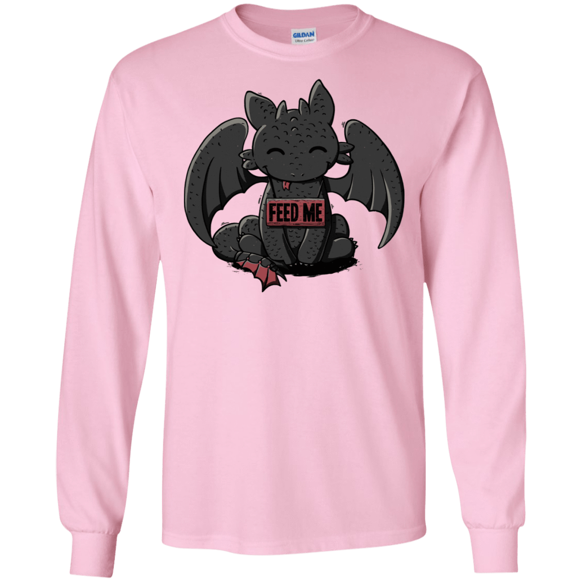 T-Shirts Light Pink / S Toothless Feed Me Men's Long Sleeve T-Shirt