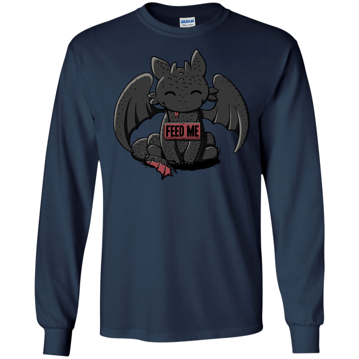 T-Shirts Navy / S Toothless Feed Me Men's Long Sleeve T-Shirt