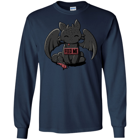 T-Shirts Navy / S Toothless Feed Me Men's Long Sleeve T-Shirt