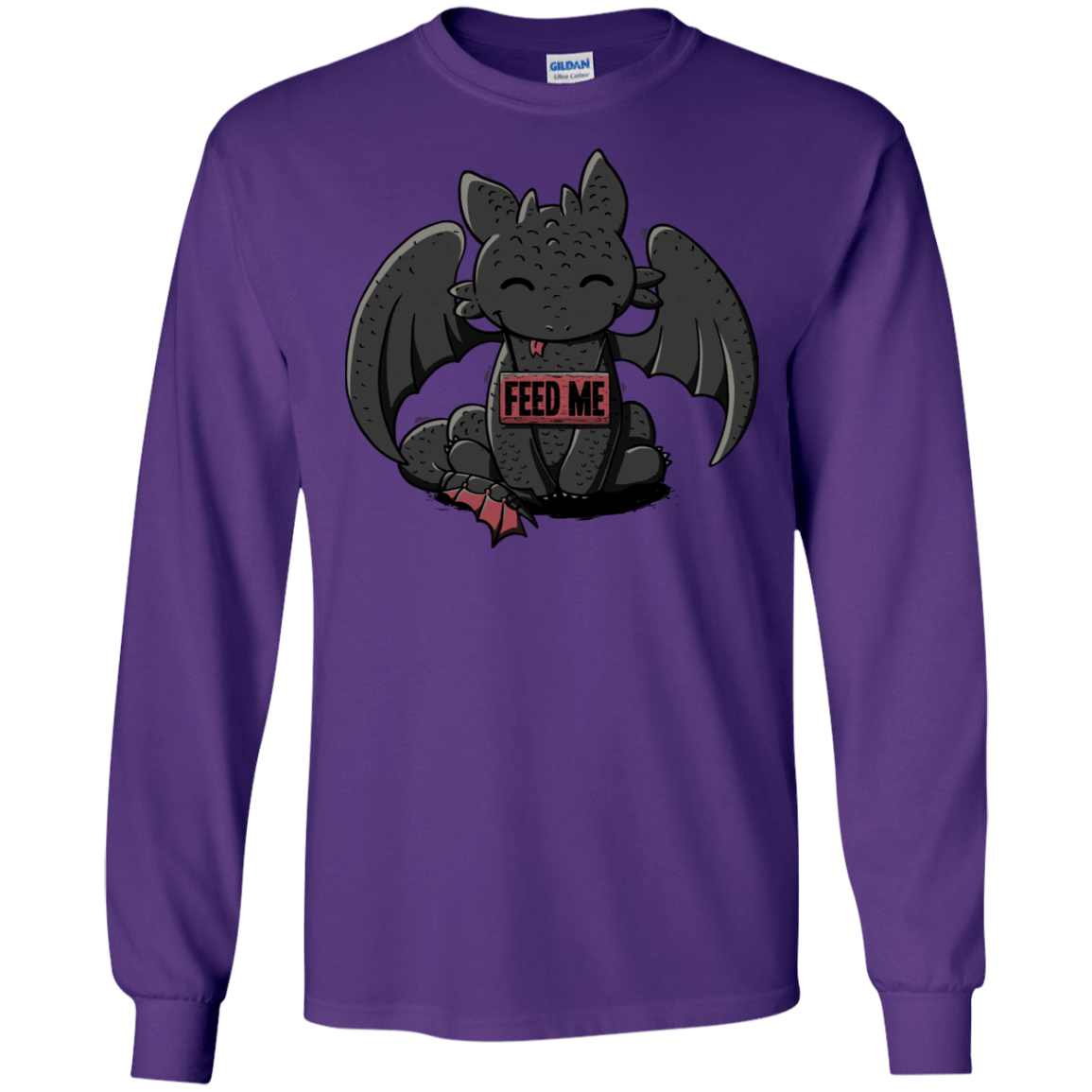 T-Shirts Purple / S Toothless Feed Me Men's Long Sleeve T-Shirt