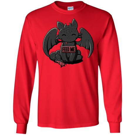 T-Shirts Red / S Toothless Feed Me Men's Long Sleeve T-Shirt