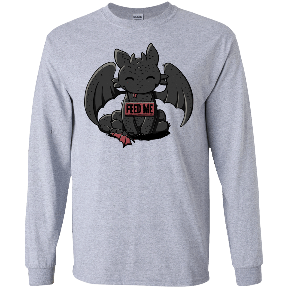 T-Shirts Sport Grey / S Toothless Feed Me Men's Long Sleeve T-Shirt