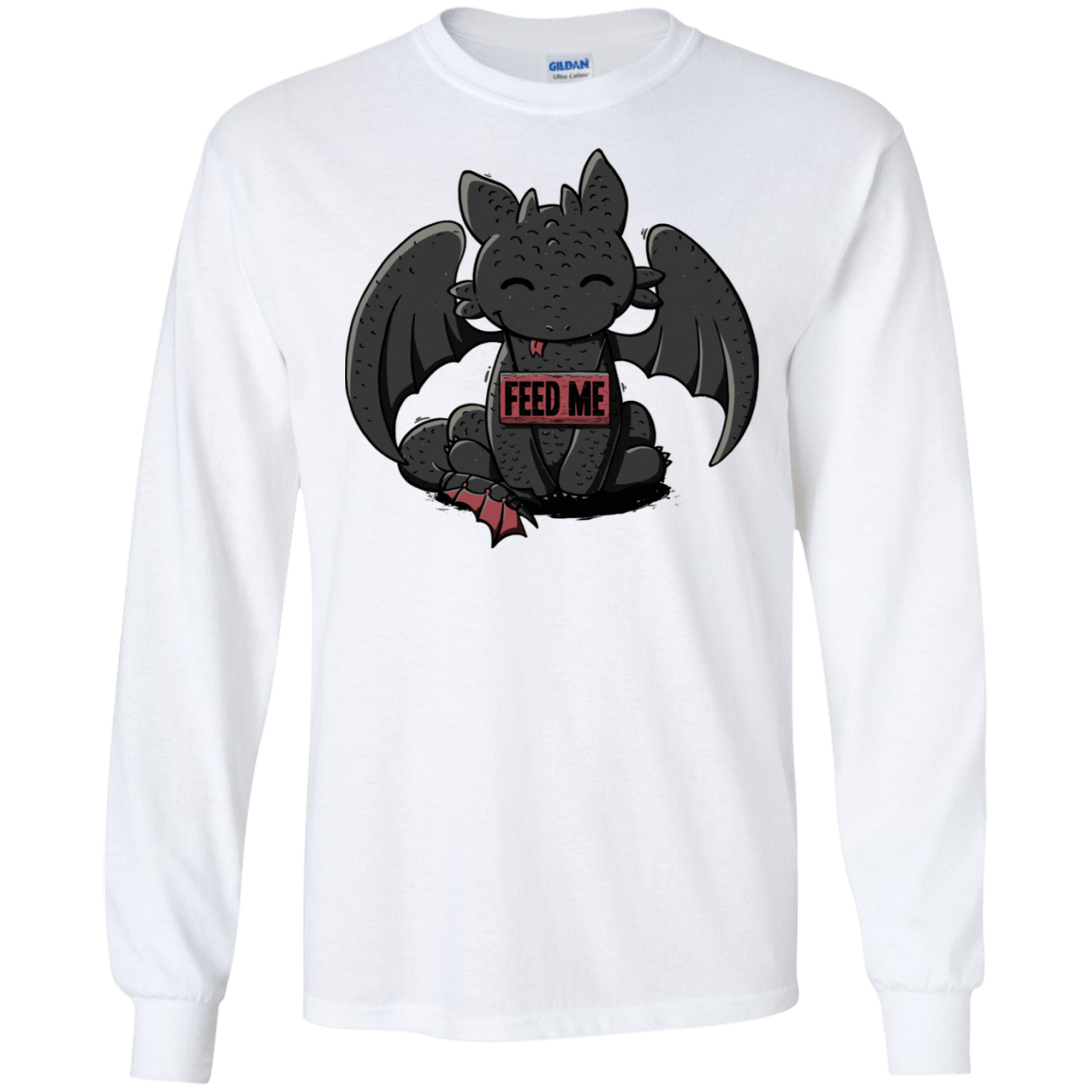 T-Shirts White / S Toothless Feed Me Men's Long Sleeve T-Shirt