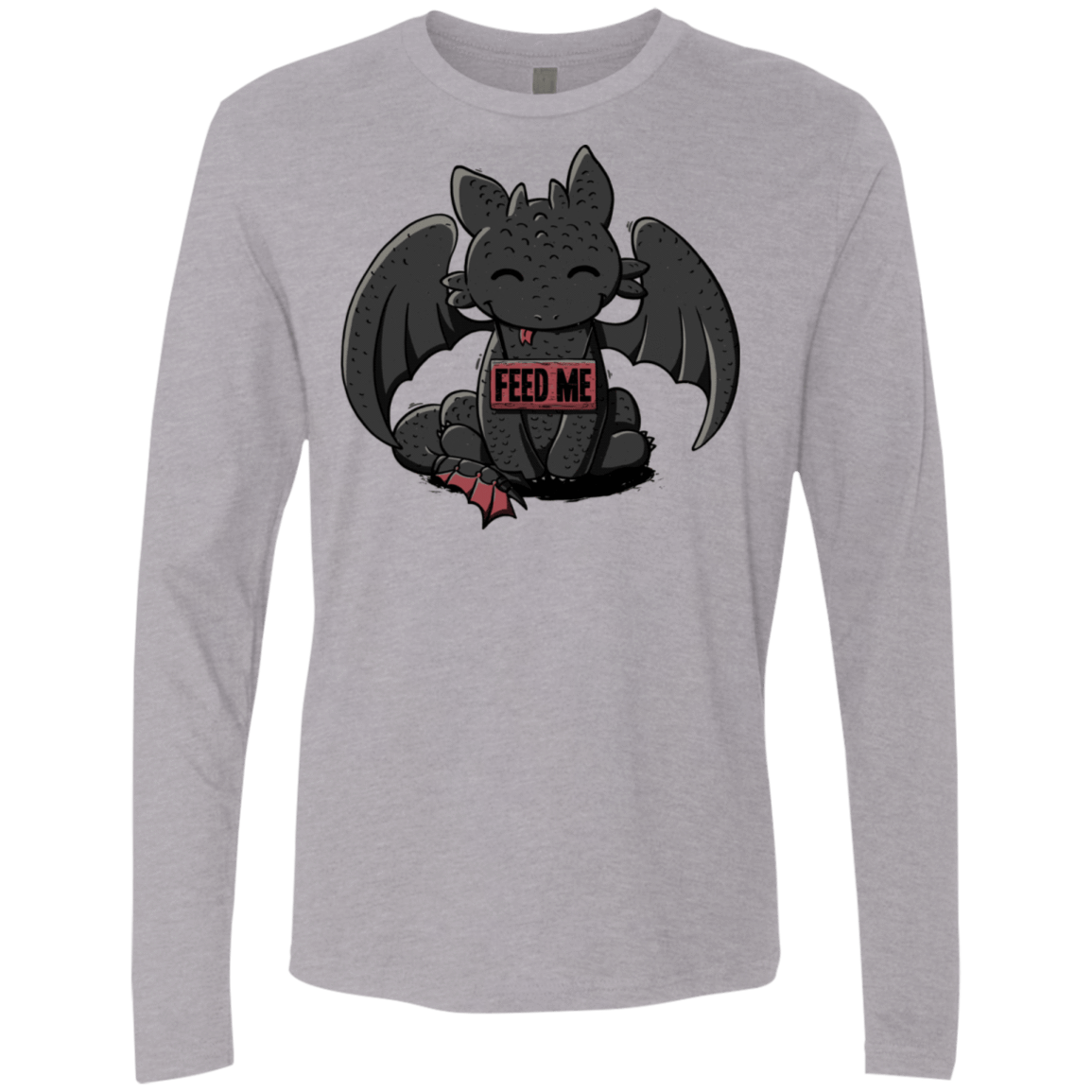 T-Shirts Heather Grey / S Toothless Feed Me Men's Premium Long Sleeve