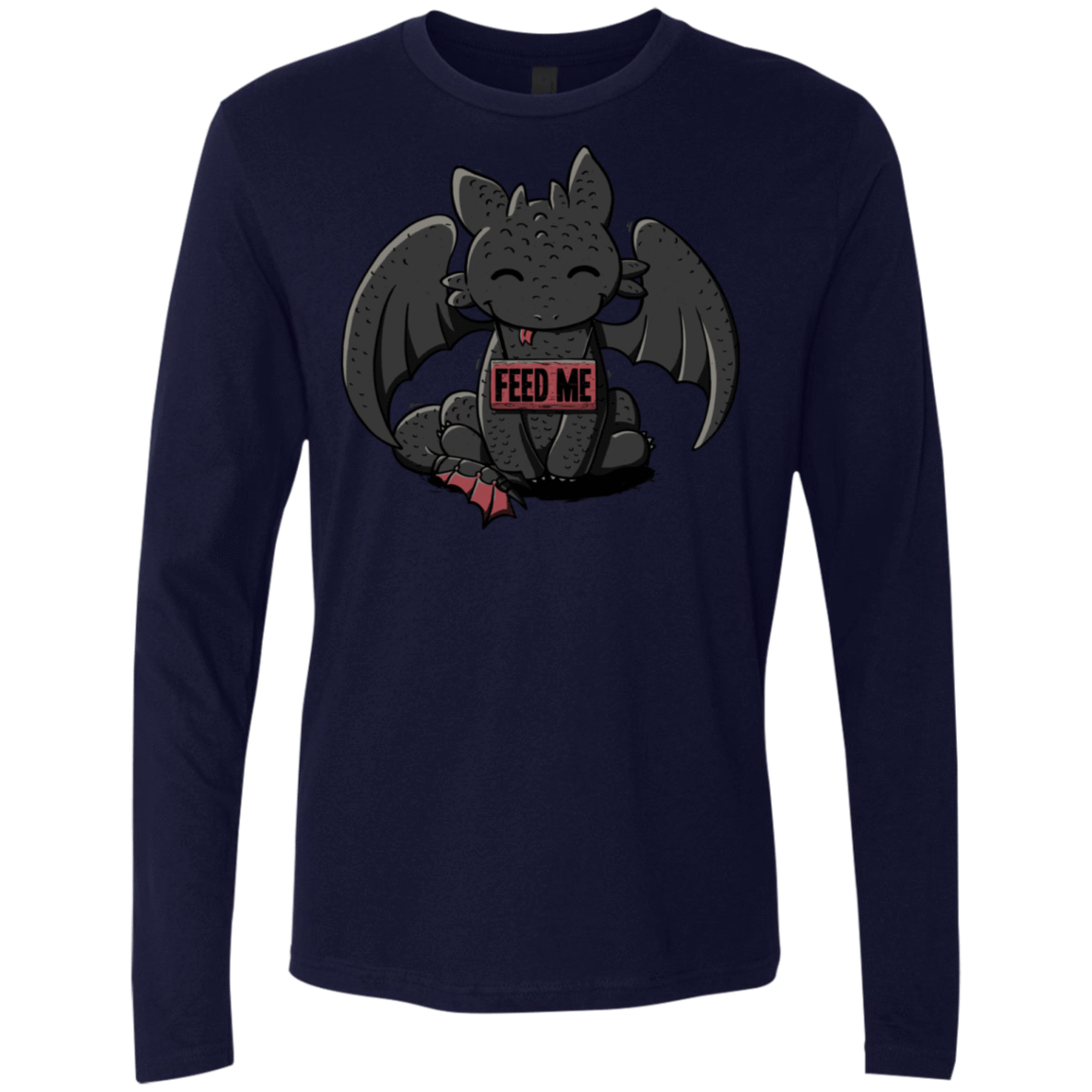 T-Shirts Midnight Navy / S Toothless Feed Me Men's Premium Long Sleeve