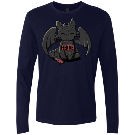 T-Shirts Midnight Navy / S Toothless Feed Me Men's Premium Long Sleeve