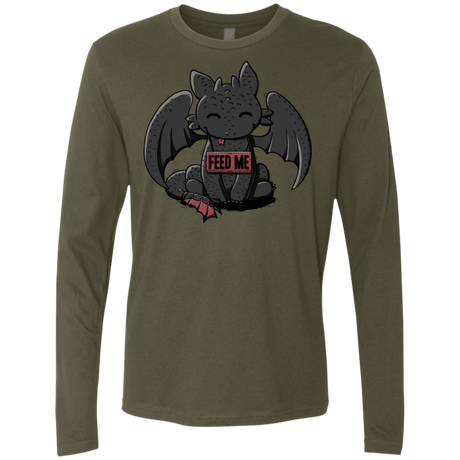 T-Shirts Military Green / S Toothless Feed Me Men's Premium Long Sleeve