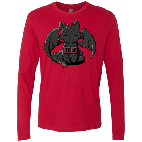 T-Shirts Red / S Toothless Feed Me Men's Premium Long Sleeve