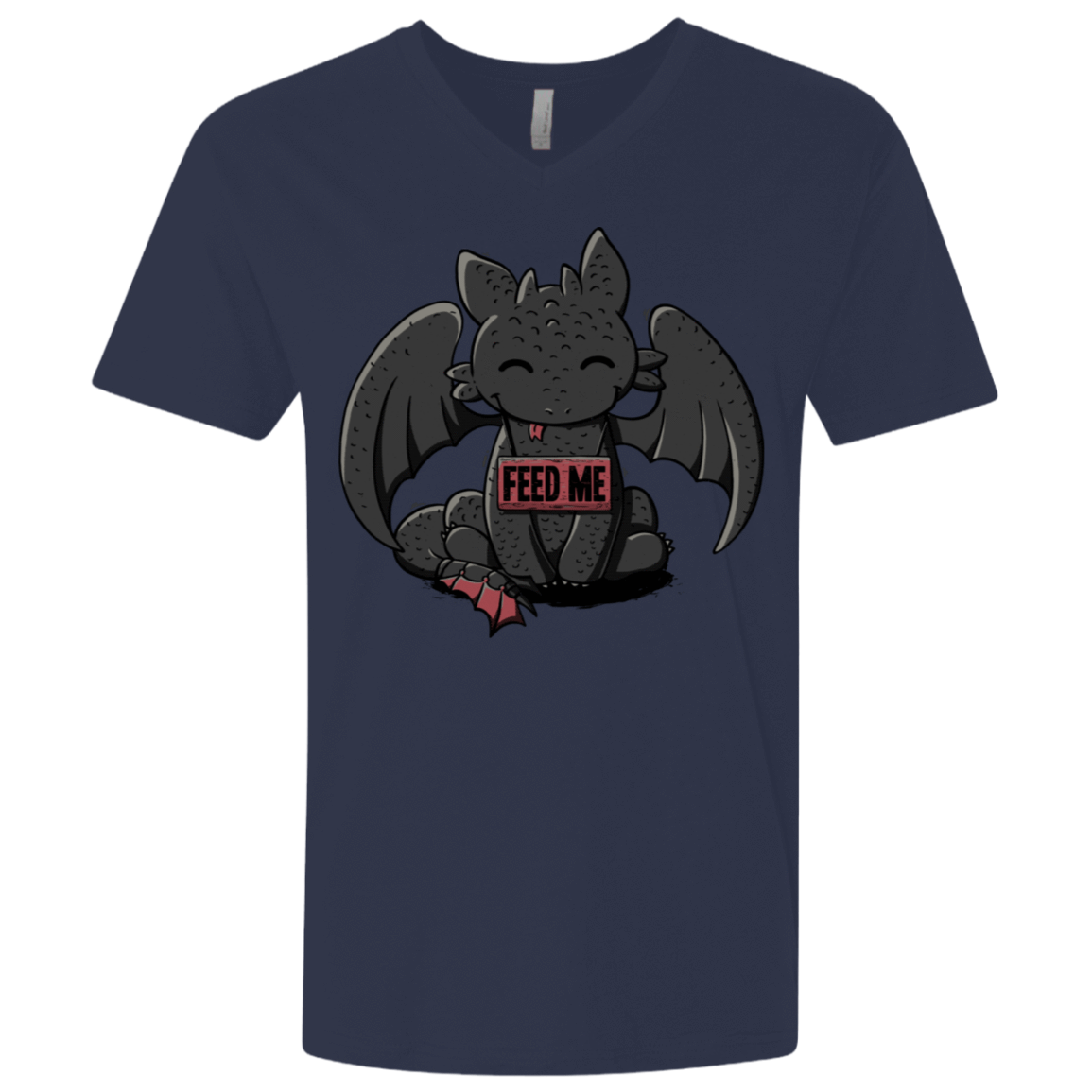 T-Shirts Midnight Navy / X-Small Toothless Feed Me Men's Premium V-Neck