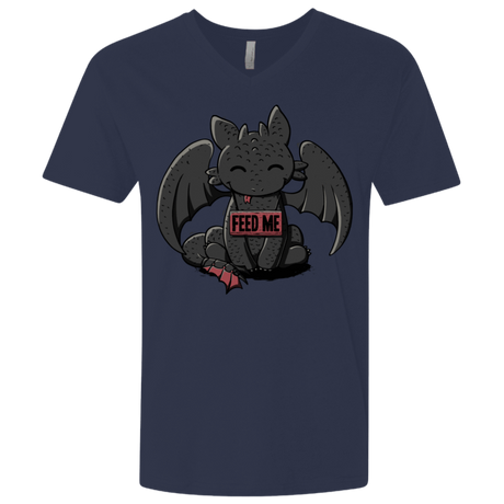 T-Shirts Midnight Navy / X-Small Toothless Feed Me Men's Premium V-Neck