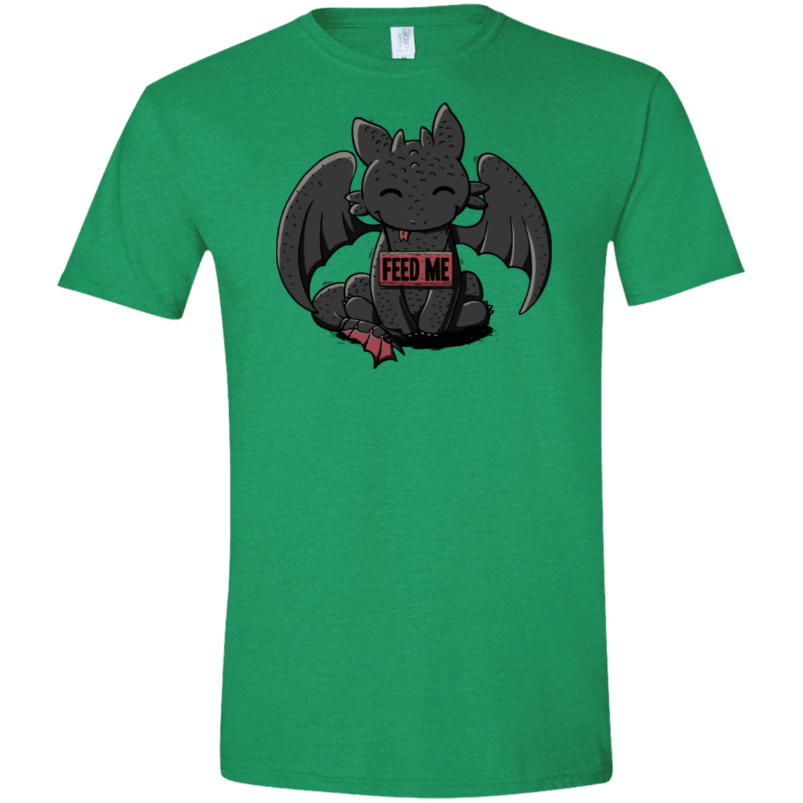 T-Shirts Heather Irish Green / S Toothless Feed Me Men's Semi-Fitted Softstyle
