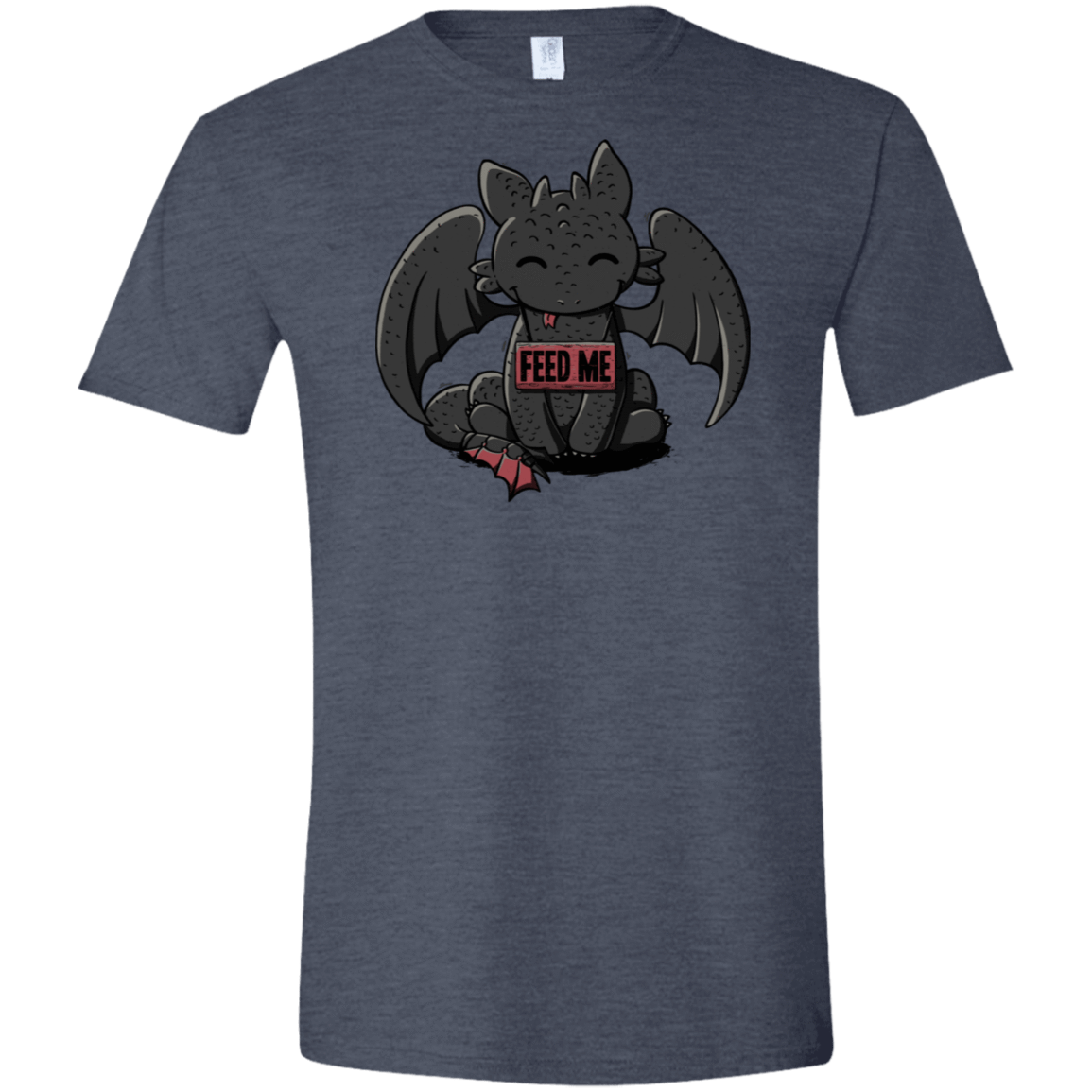 T-Shirts Heather Navy / S Toothless Feed Me Men's Semi-Fitted Softstyle