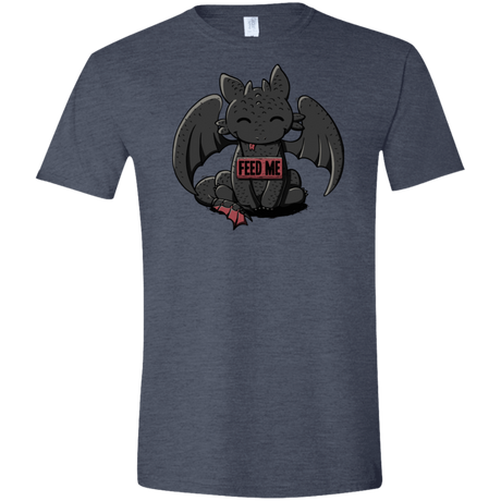 T-Shirts Heather Navy / S Toothless Feed Me Men's Semi-Fitted Softstyle
