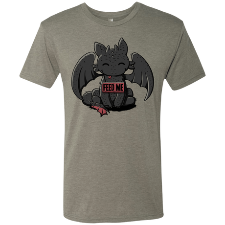 T-Shirts Venetian Grey / S Toothless Feed Me Men's Triblend T-Shirt