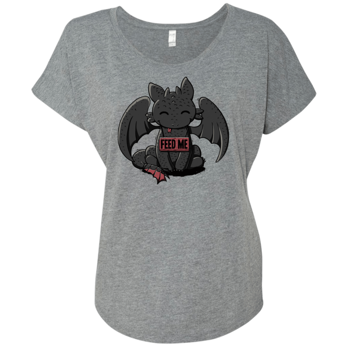 T-Shirts Premium Heather / X-Small Toothless Feed Me Triblend Dolman Sleeve