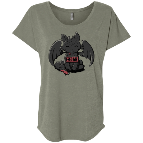 T-Shirts Venetian Grey / X-Small Toothless Feed Me Triblend Dolman Sleeve