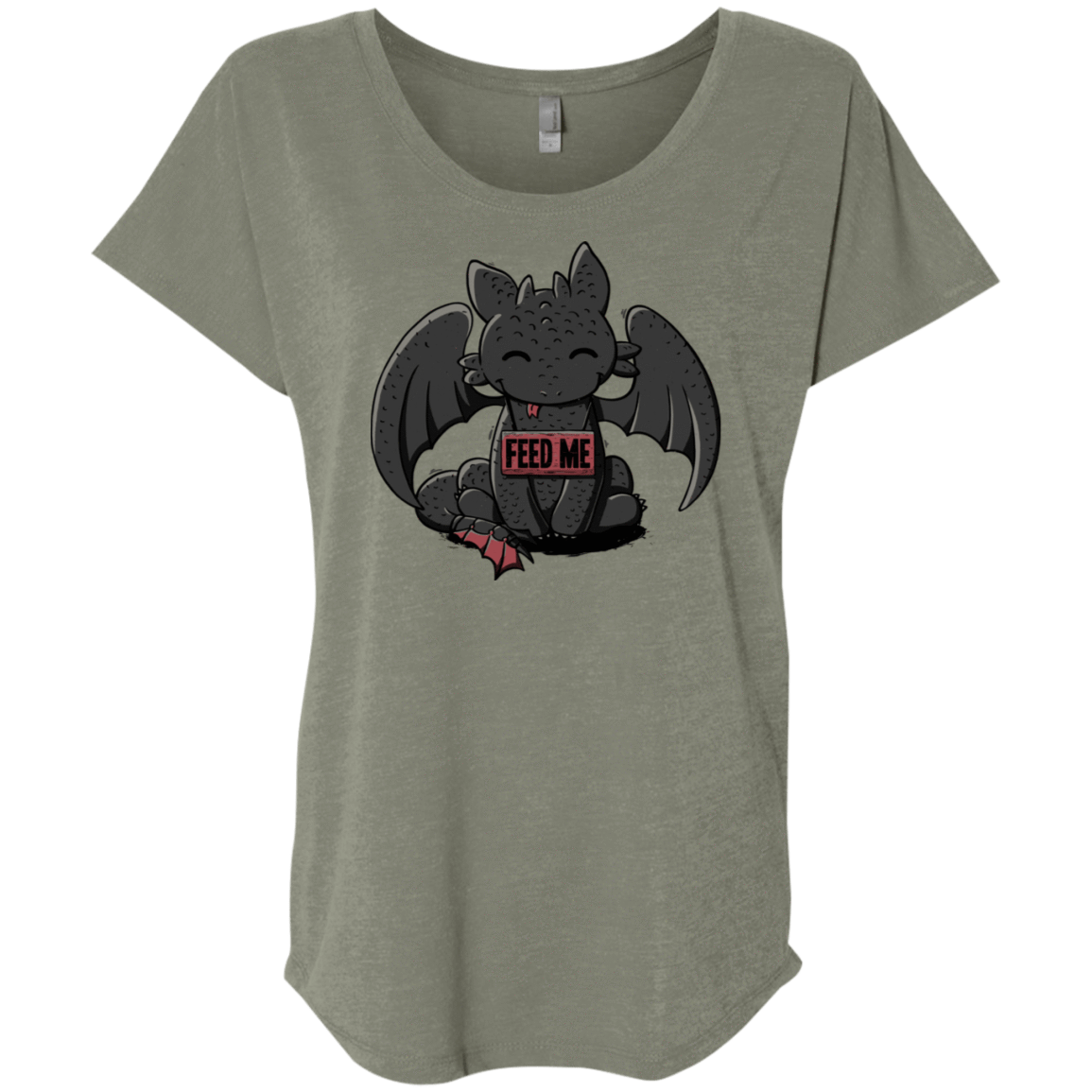 T-Shirts Venetian Grey / X-Small Toothless Feed Me Triblend Dolman Sleeve