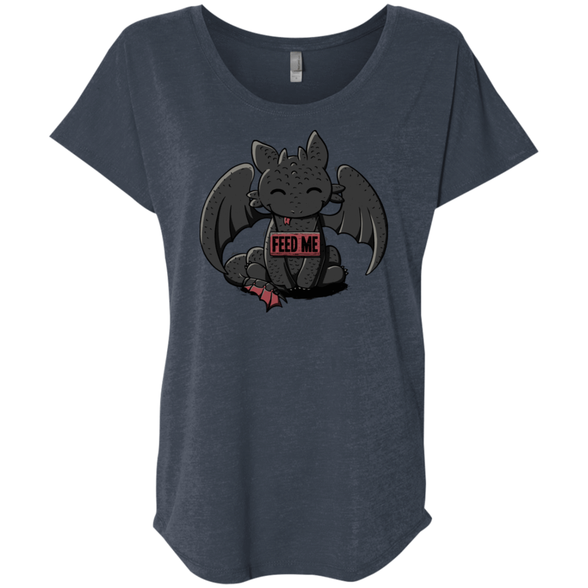 T-Shirts Vintage Navy / X-Small Toothless Feed Me Triblend Dolman Sleeve