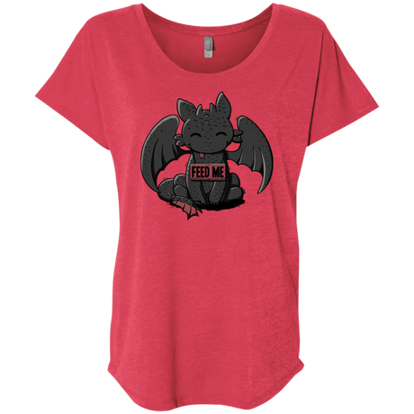 T-Shirts Vintage Red / X-Small Toothless Feed Me Triblend Dolman Sleeve