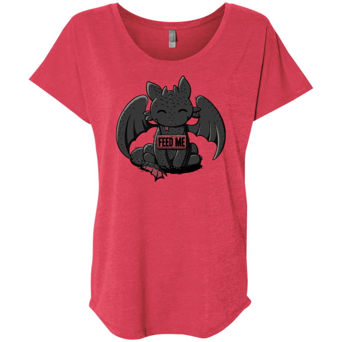 T-Shirts Vintage Red / X-Small Toothless Feed Me Triblend Dolman Sleeve