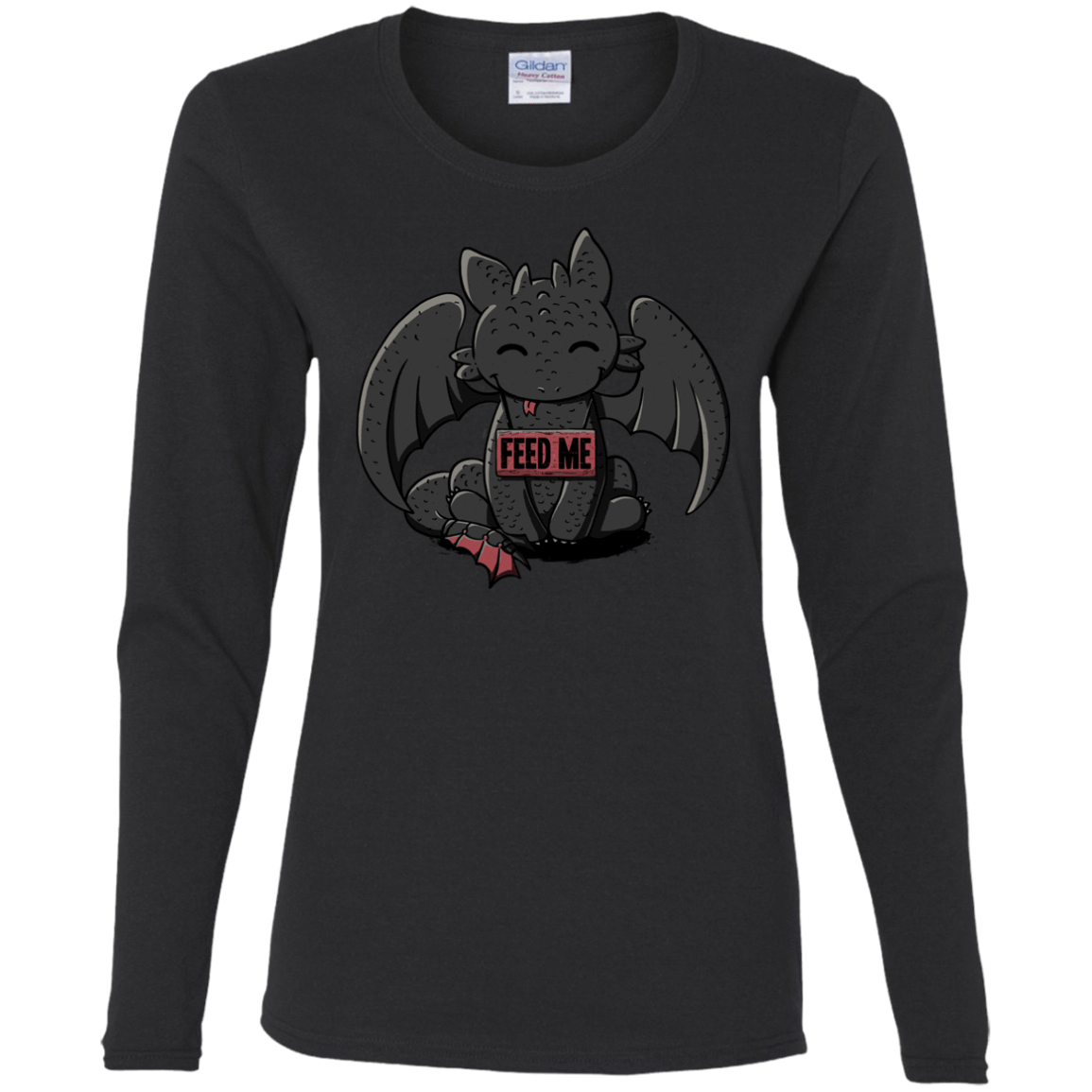 T-Shirts Black / S Toothless Feed Me Women's Long Sleeve T-Shirt