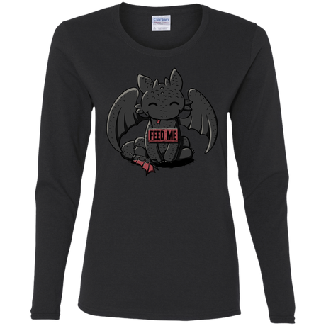 T-Shirts Black / S Toothless Feed Me Women's Long Sleeve T-Shirt