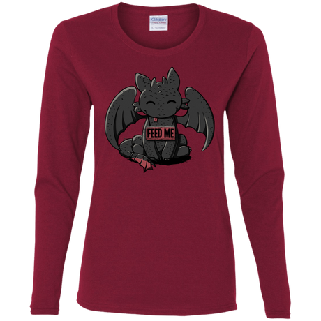 T-Shirts Cardinal / S Toothless Feed Me Women's Long Sleeve T-Shirt