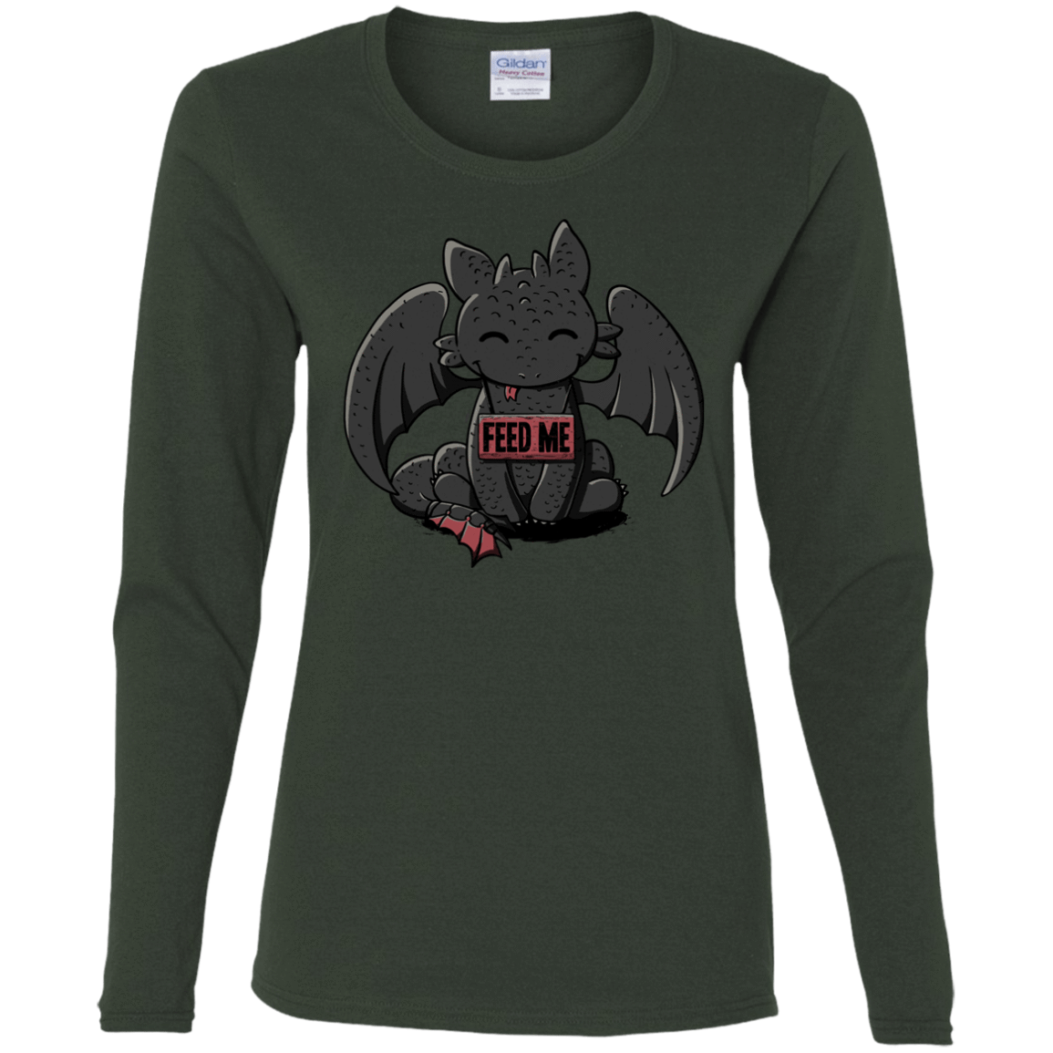 T-Shirts Forest / S Toothless Feed Me Women's Long Sleeve T-Shirt