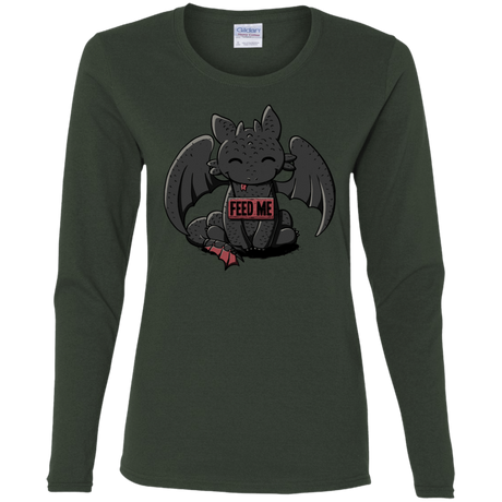 T-Shirts Forest / S Toothless Feed Me Women's Long Sleeve T-Shirt