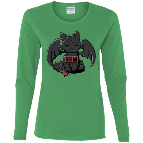 T-Shirts Irish Green / S Toothless Feed Me Women's Long Sleeve T-Shirt